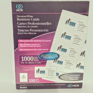 NCR Premium White Business Cards #983965 1" X 2-5/8" inches